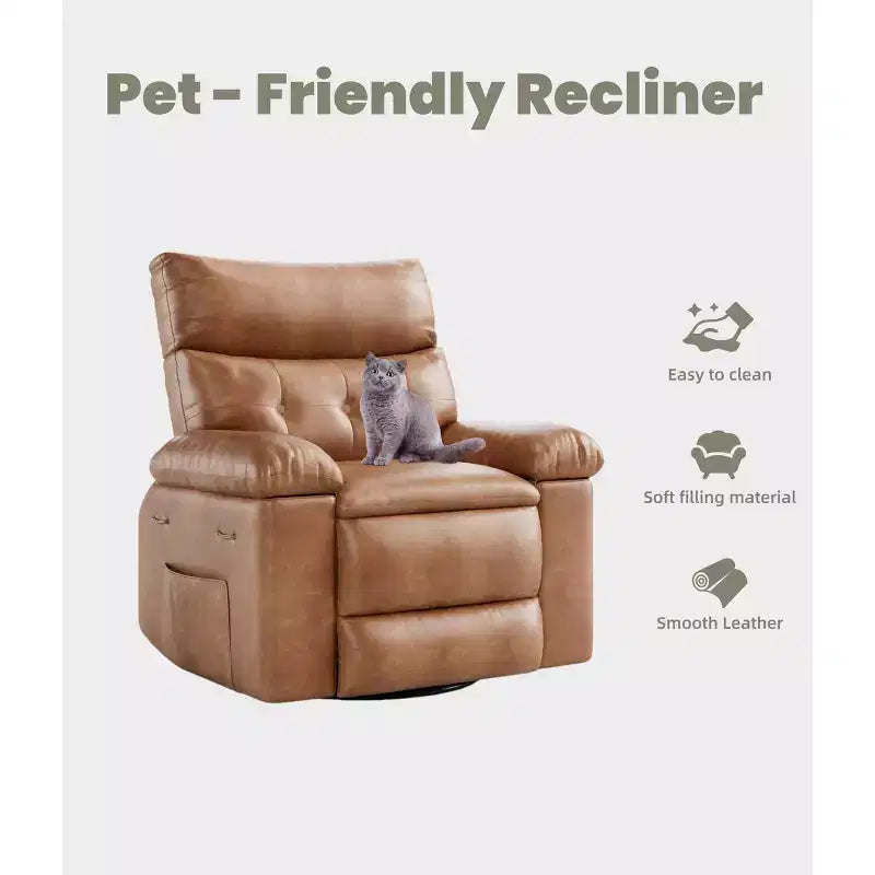 Oversized Wide Recliner Chair - Faux PU Leather Large Manual Recliner for Adults, Exceptional Comfort Lazy Chair