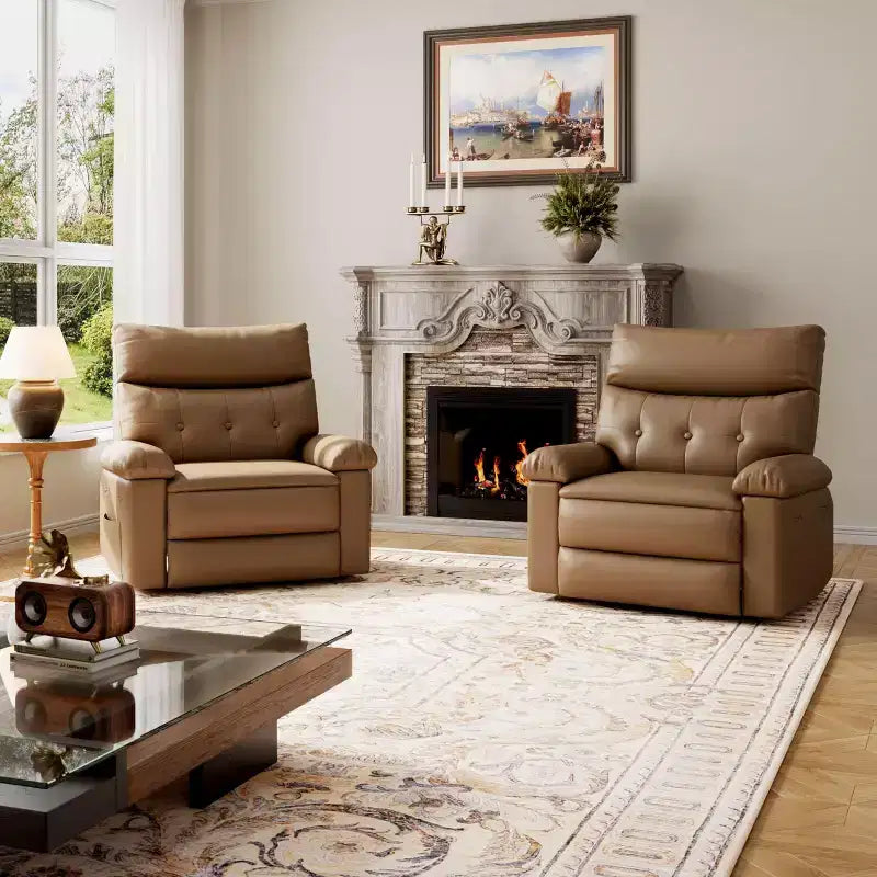 Oversized Wide Recliner Chair - Faux PU Leather Large Manual Recliner for Adults, Exceptional Comfort Lazy Chair