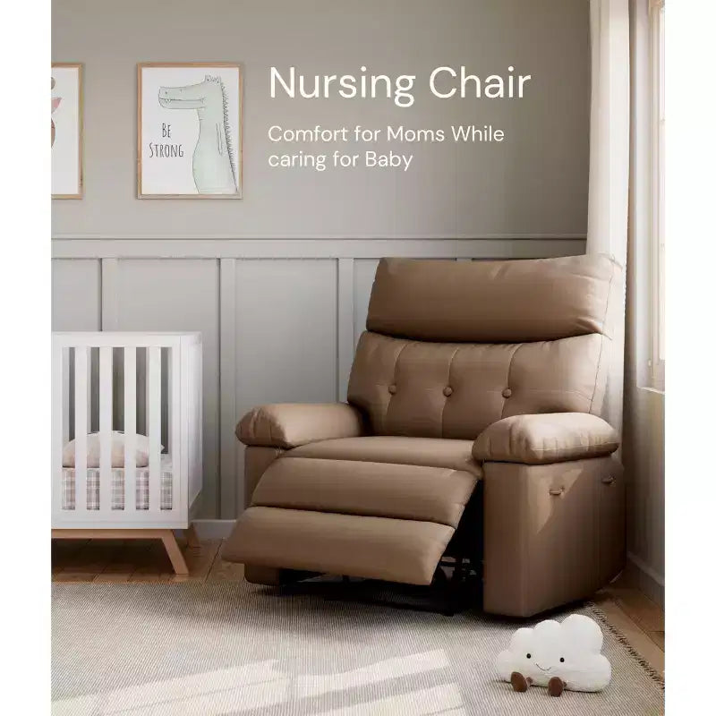 Oversized Wide Recliner Chair - Faux PU Leather Large Manual Recliner for Adults, Exceptional Comfort Lazy Chair
