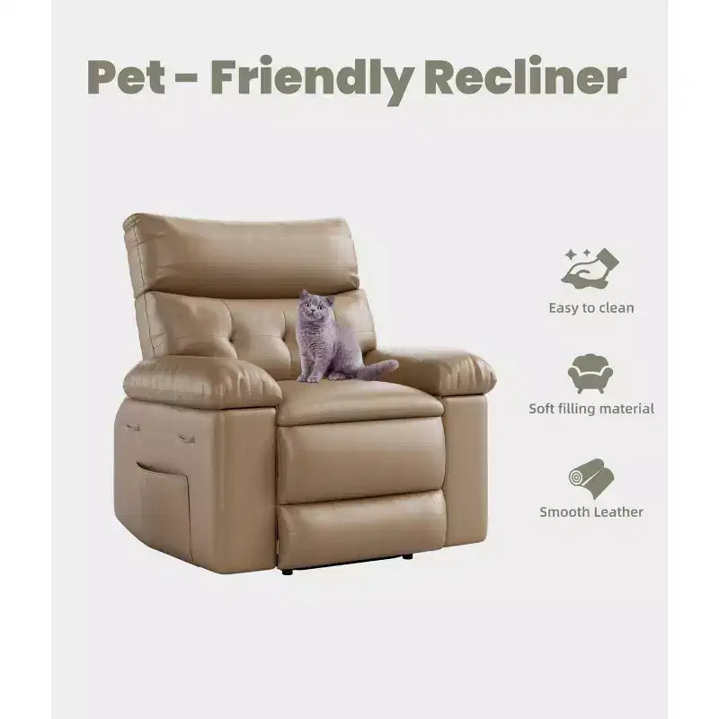 Oversized Wide Recliner Chair - Faux PU Leather Large Manual Recliner for Adults, Exceptional Comfort Lazy Chair