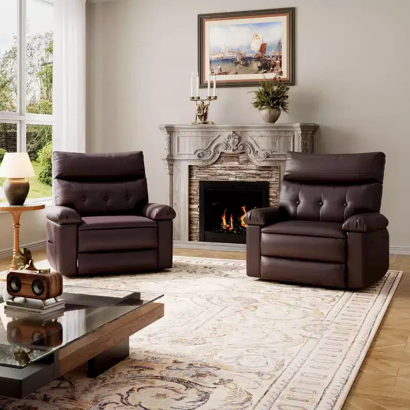 Oversized Wide Recliner Chair - Faux PU Leather Large Manual Recliner for Adults, Exceptional Comfort Lazy Chair