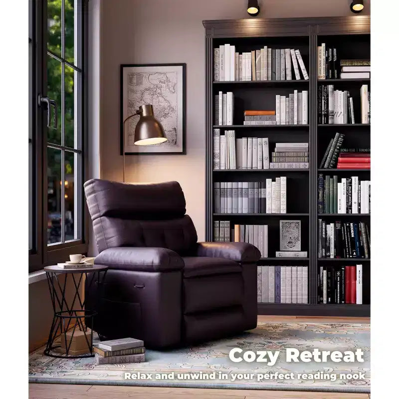 Oversized Wide Recliner Chair - Faux PU Leather Large Manual Recliner for Adults, Exceptional Comfort Lazy Chair