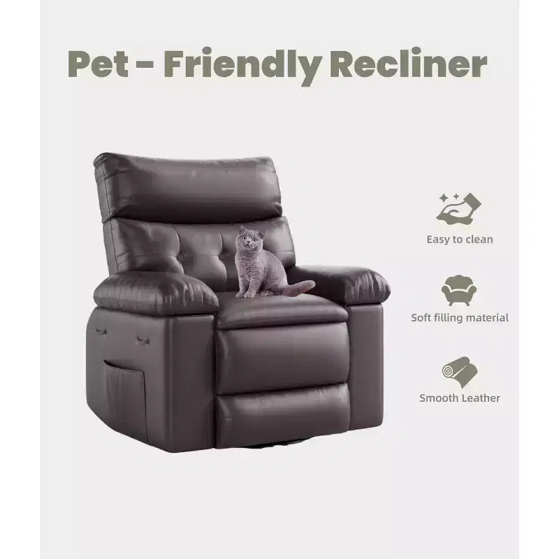 Oversized Recliner Chair - Faux PU Leather Large Manual Recliner for Adults, Exceptional Comfort Lazy Chair