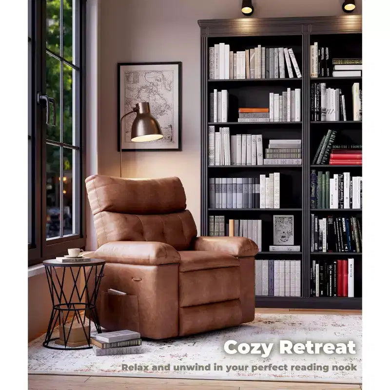 Oversized Recliner Chair - Faux PU Leather Large Manual Recliner for Adults, Exceptional Comfort Lazy Chair