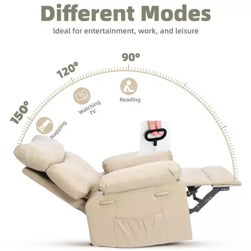 Oversized Recliner Chair - Faux PU Leather Large Manual Recliner for Adults, Exceptional Comfort Lazy Chair