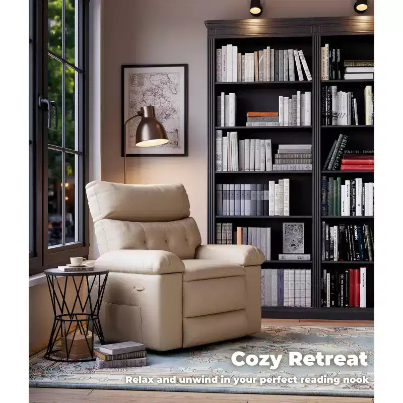 Oversized Recliner Chair - Faux PU Leather Large Manual Recliner for Adults, Exceptional Comfort Lazy Chair