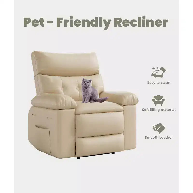 Oversized Recliner Chair - Faux PU Leather Large Manual Recliner for Adults, Exceptional Comfort Lazy Chair