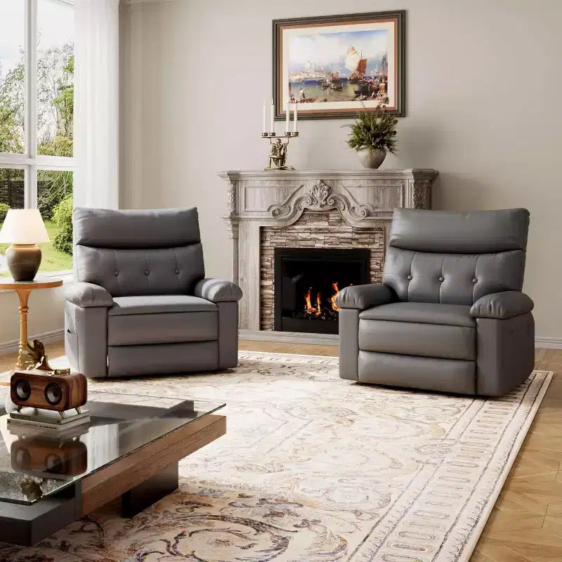 Oversized Recliner Chair - Faux PU Leather Large Manual Recliner for Adults, Exceptional Comfort Lazy Chair