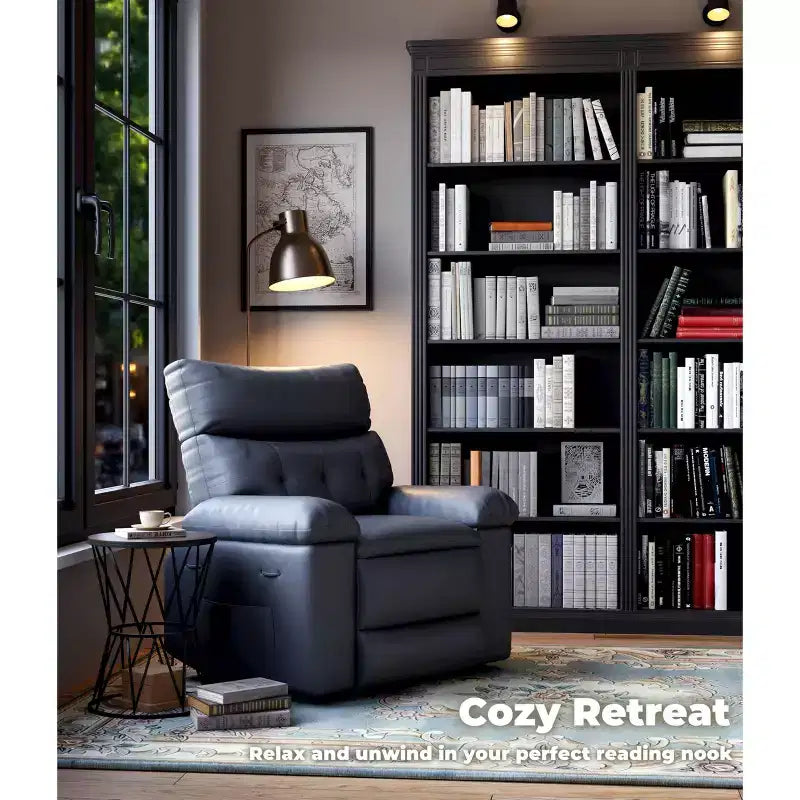 Oversized Recliner Chair - Faux PU Leather Large Manual Recliner for Adults, Exceptional Comfort Lazy Chair