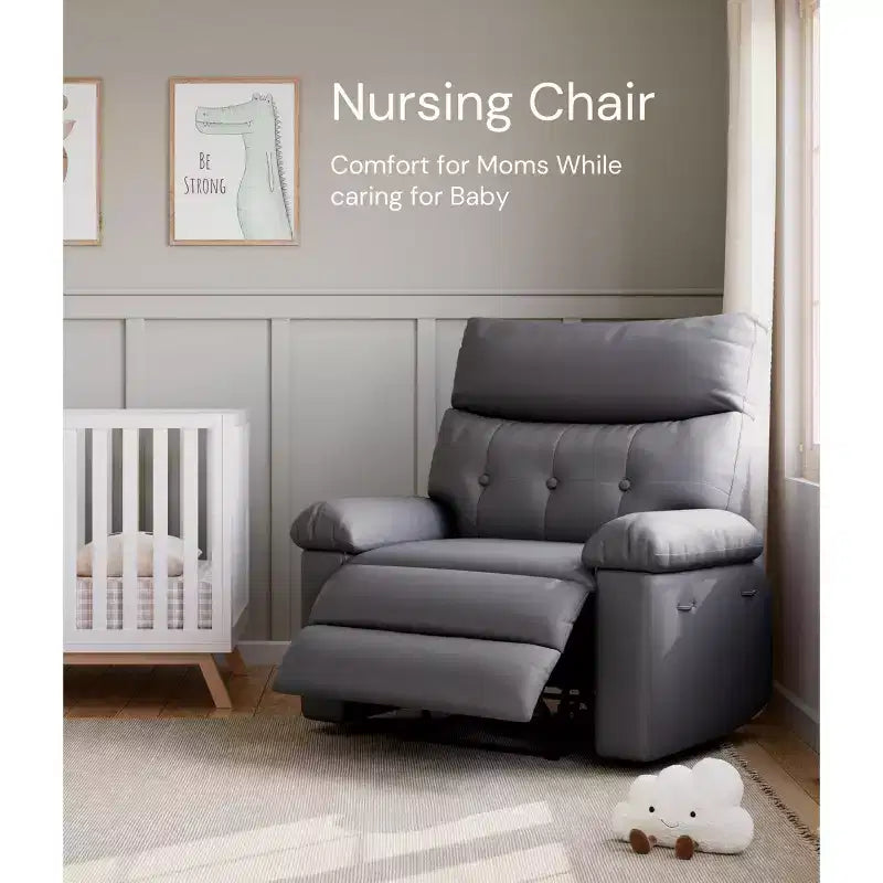 Oversized Recliner Chair - Faux PU Leather Large Manual Recliner for Adults, Exceptional Comfort Lazy Chair