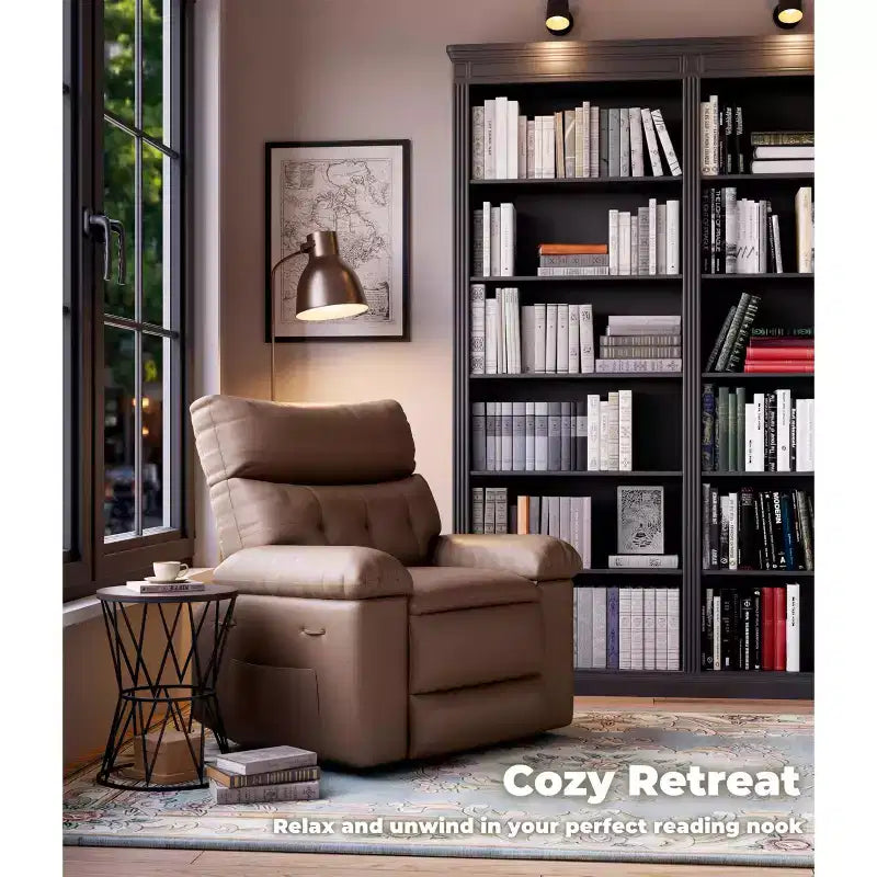 Oversized Recliner Chair - Faux PU Leather Large Manual Recliner for Adults, Exceptional Comfort Lazy Chair