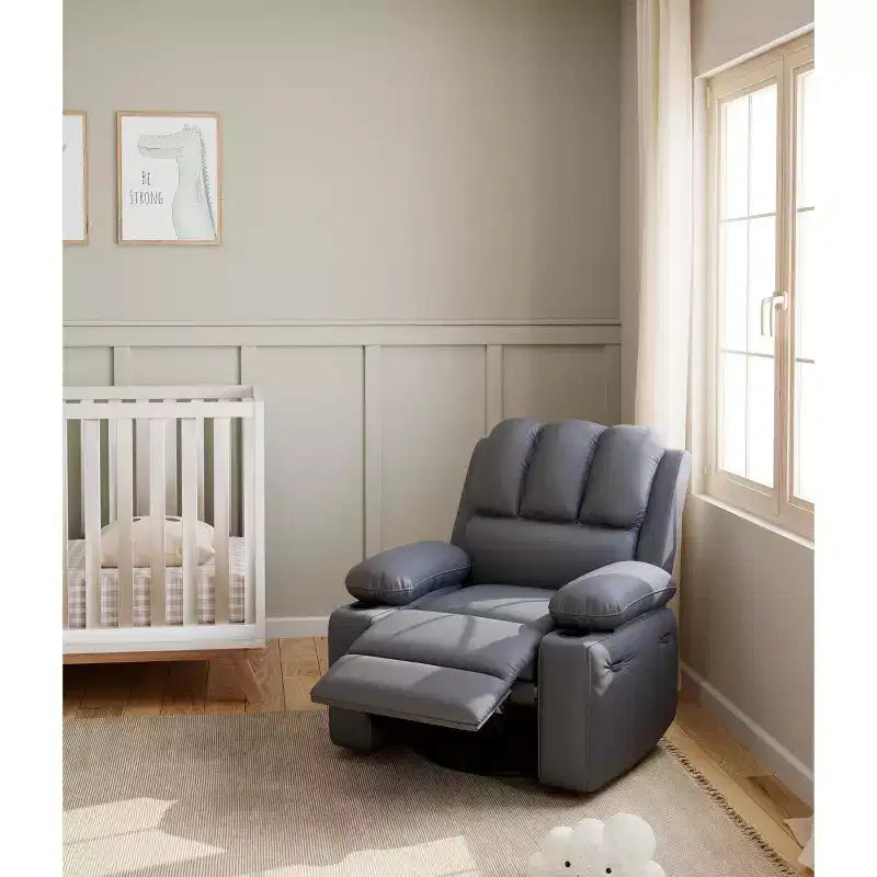 Leather Recliner Chair, Manual Recliner w/Comfortable Arms and Cup Holders for Living Room CF8011