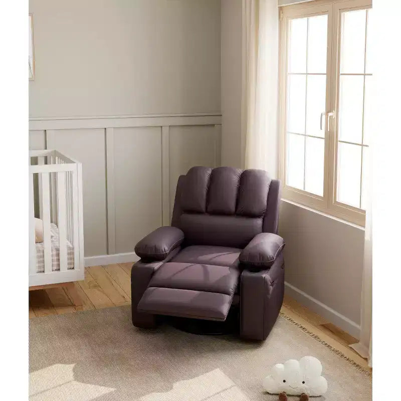 Leather Recliner Chair, Manual Recliner w/Comfortable Arms and Cup Holders for Living Room CF8011