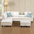 Modern 3-Piece L-Shaped Sofa Set in Black Synthetic Leather