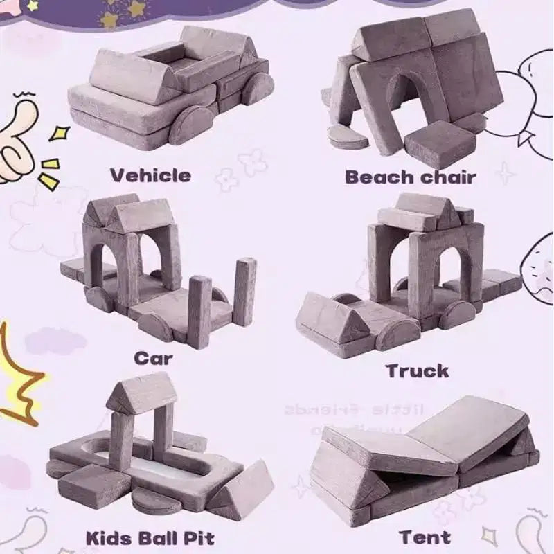 Dyonery modular combination sofa, DIY creative modular game sofa, convertible foam game pad creative game room floor furniture, purple