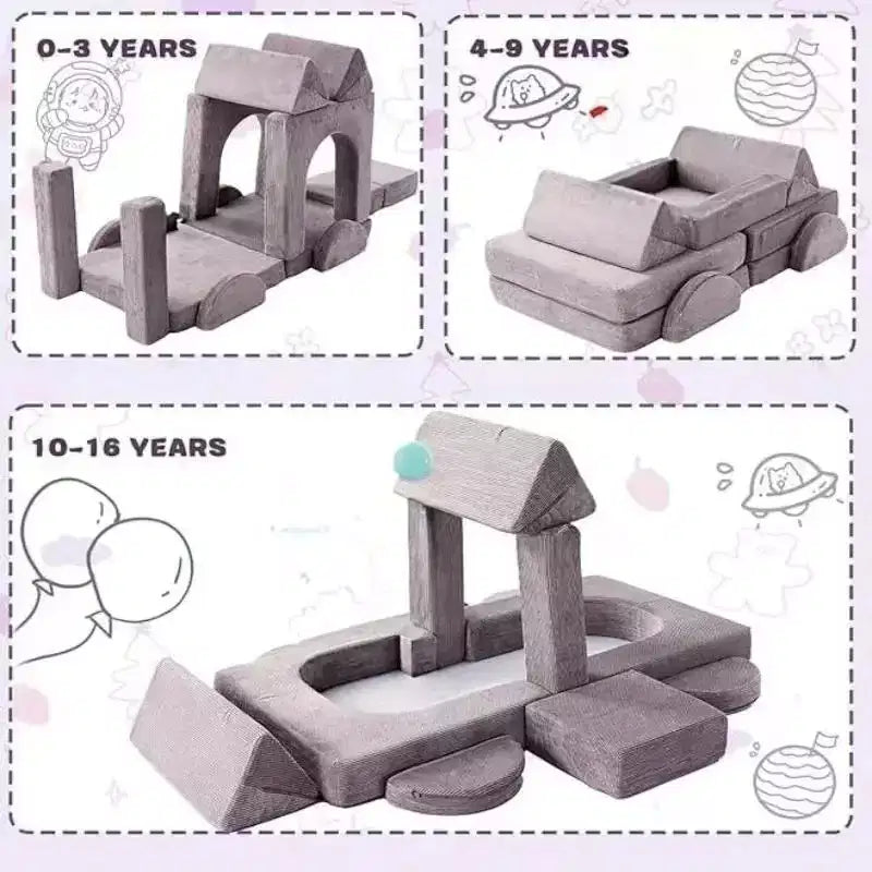 Dyonery modular combination sofa, DIY creative modular game sofa, convertible foam game pad creative game room floor furniture, purple