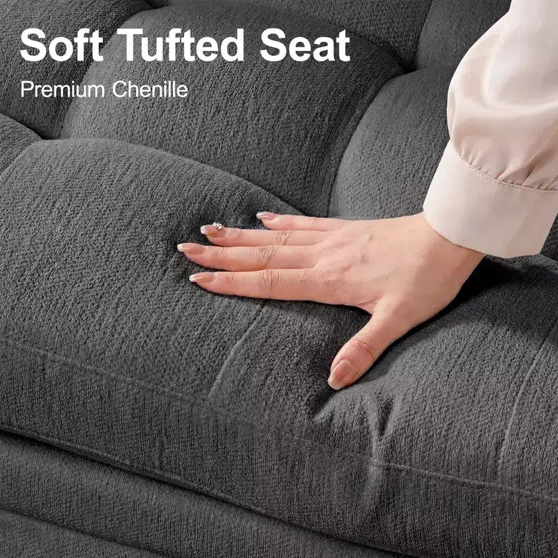 Dyonery 7-seater U-shaped sofa, Modular sofa bed, with pull-out bed, reclining backrest, storage cabinet, tool-free assembly, snow velvet