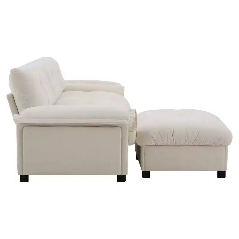 Modern Sectional Sofa L-Shape Sofa Upholstered Cloud Sofa with Charging Ports&Cup Holder&Side Storage Pockets&Movable Storage Ottoman -ModernLuxe