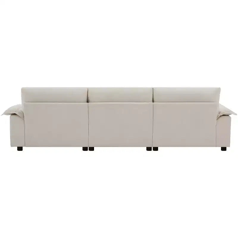 Modern Sectional Sofa L-Shape Sofa Upholstered Cloud Sofa with Charging Ports&Cup Holder&Side Storage Pockets&Movable Storage Ottoman -ModernLuxe