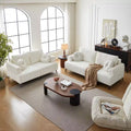ATJafurn White Corduroy Sectional Sofa Couch Modern Modular Oversized Upholstered Recliner Sleeper with Comfy Pillows and Deep Seat for Living Room