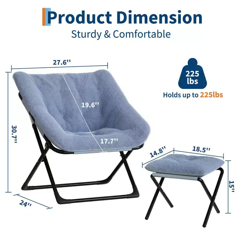 Saucer Chair, Plush Comfy Seat with Non-Slip Base, XL Foldable Lounge Chair for Teens and Adults, Accent Chair for Bedroom Dorm