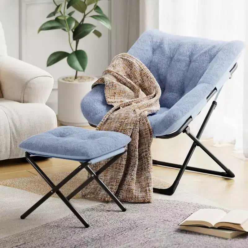 Saucer Chair, Plush Comfy Seat with Non-Slip Base, XL Foldable Lounge Chair for Teens and Adults, Accent Chair for Bedroom Dorm