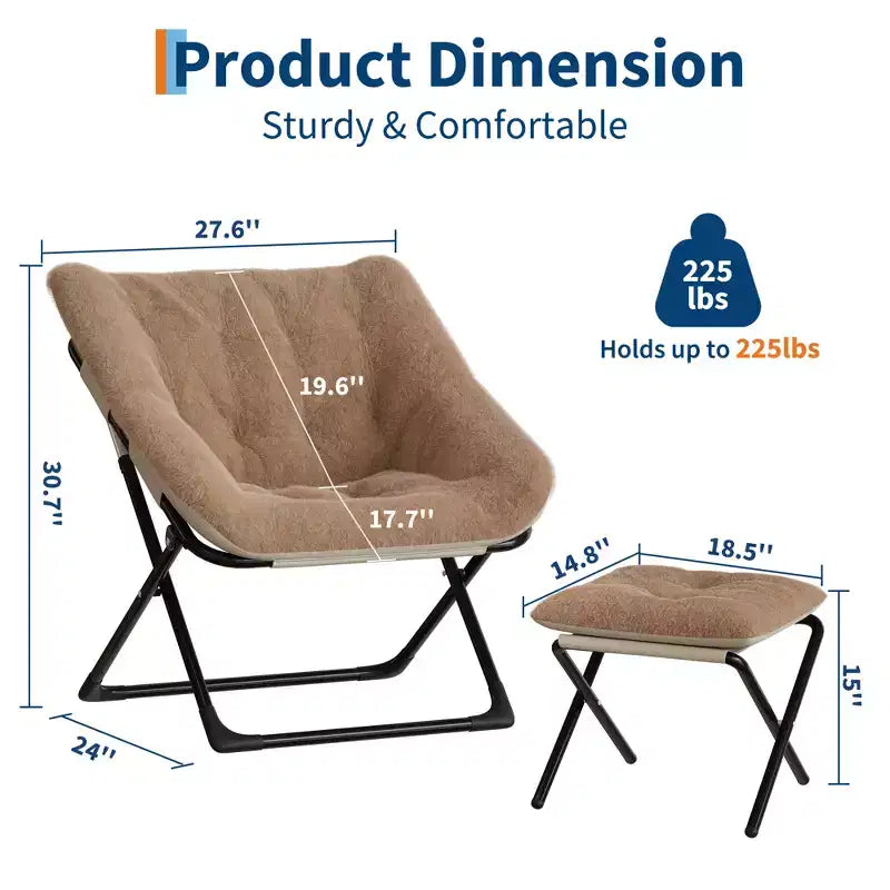 Saucer Chair, Plush Comfy Seat with Non-Slip Base, XL Foldable Lounge Chair for Teens and Adults, Accent Chair for Bedroom Dorm