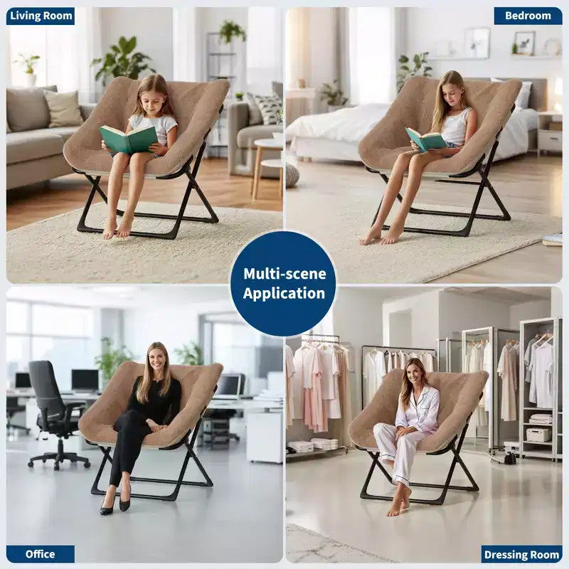 Saucer Chair, Plush Comfy Seat with Non-Slip Base, XL Foldable Lounge Chair for Teens and Adults, Accent Chair for Bedroom Dorm