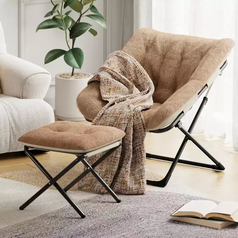 Saucer Chair, Plush Comfy Seat with Non-Slip Base, XL Foldable Lounge Chair for Teens and Adults, Accent Chair for Bedroom Dorm