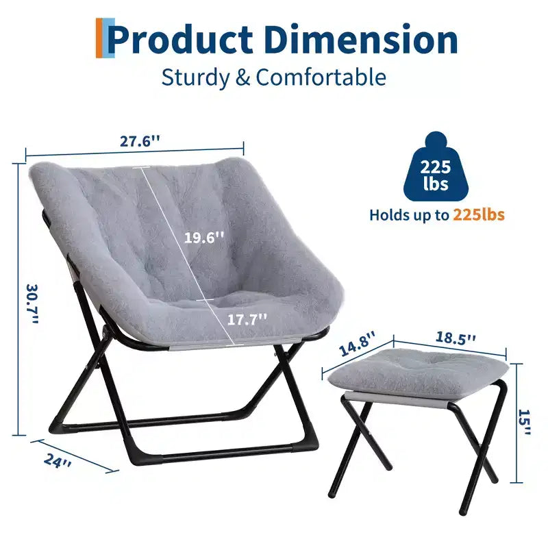 Saucer Chair, Plush Comfy Seat with Non-Slip Base, XL Foldable Lounge Chair for Teens and Adults, Accent Chair for Bedroom Dorm
