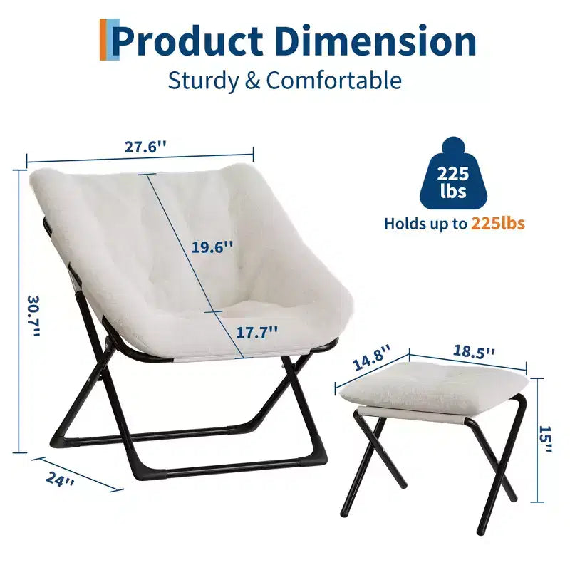 Saucer Chair, Plush Comfy Seat with Non-Slip Base, XL Foldable Lounge Chair for Teens and Adults, Accent Chair for Bedroom Dorm