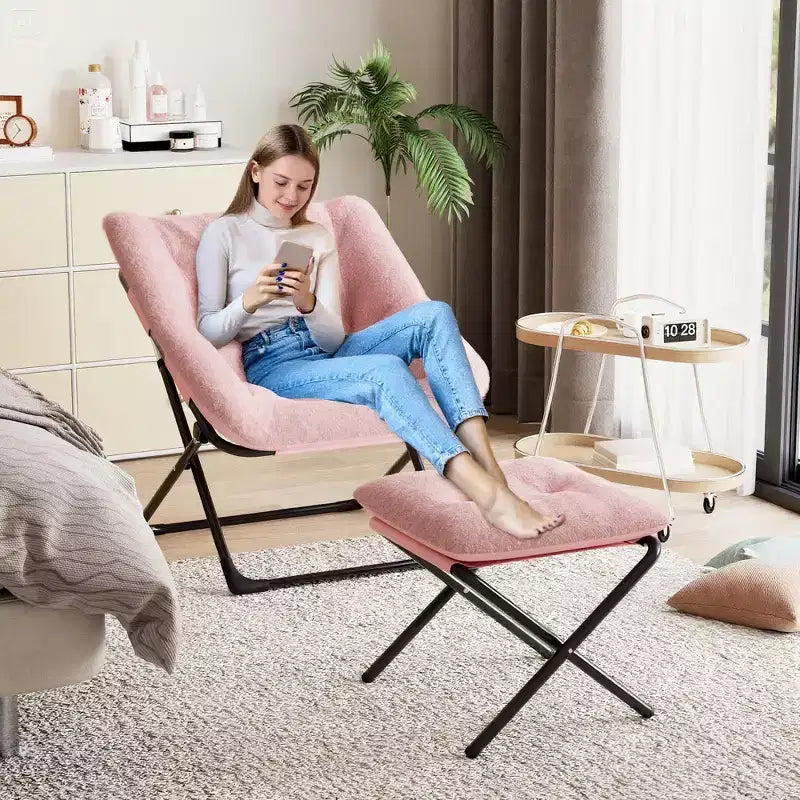 Saucer Chair, Plush Comfy Seat with Non-Slip Base, XL Foldable Lounge Chair for Teens and Adults, Accent Chair for Bedroom Dorm