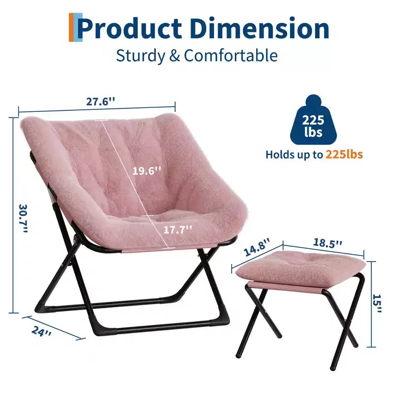 Saucer Chair, Plush Comfy Seat with Non-Slip Base, XL Foldable Lounge Chair for Teens and Adults, Accent Chair for Bedroom Dorm