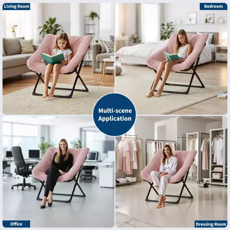Saucer Chair, Plush Comfy Seat with Non-Slip Base, XL Foldable Lounge Chair for Teens and Adults, Accent Chair for Bedroom Dorm