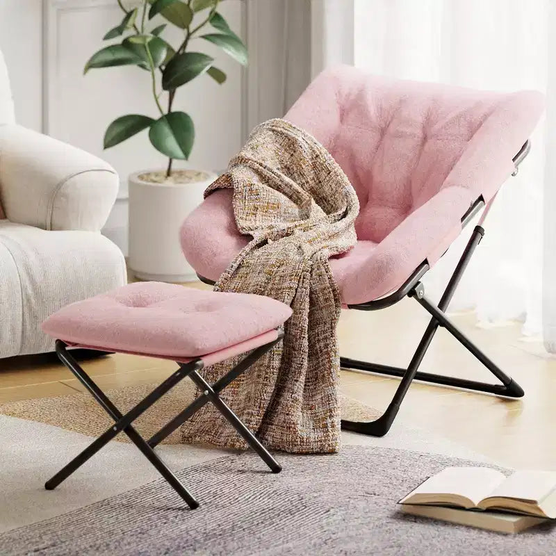 Saucer Chair, Plush Comfy Seat with Non-Slip Base, XL Foldable Lounge Chair for Teens and Adults, Accent Chair for Bedroom Dorm