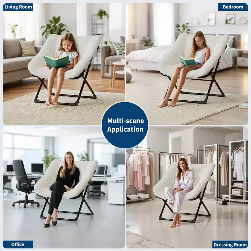 Saucer Chair, Plush Comfy Seat with Non-Slip Base, XL Foldable Lounge Chair for Teens and Adults, Accent Chair for Bedroom Dorm