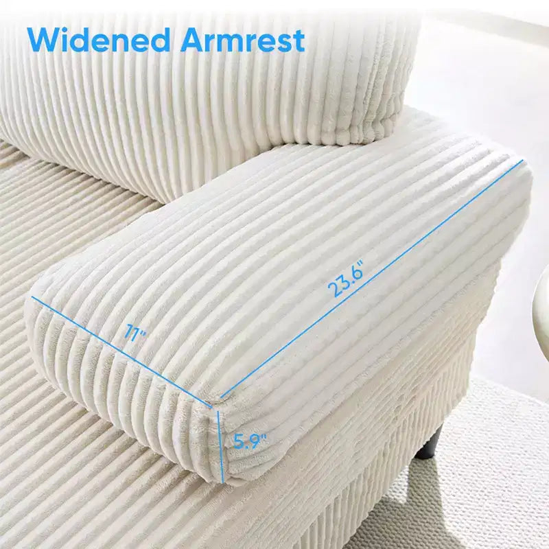 Mjkone 110 U-Shaped Sectional Sofa Couches with Double Chaises and Sleepable Armrests,Corduroy Upholstered 4-Seater Sofa