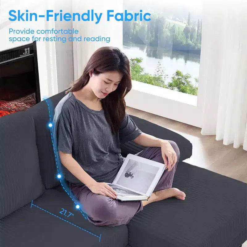 Mjkone 110 U-Shaped Sectional Sofa Couches with Double Chaises and Sleepable Armrests,Corduroy Upholstered 4-Seater Sofa
