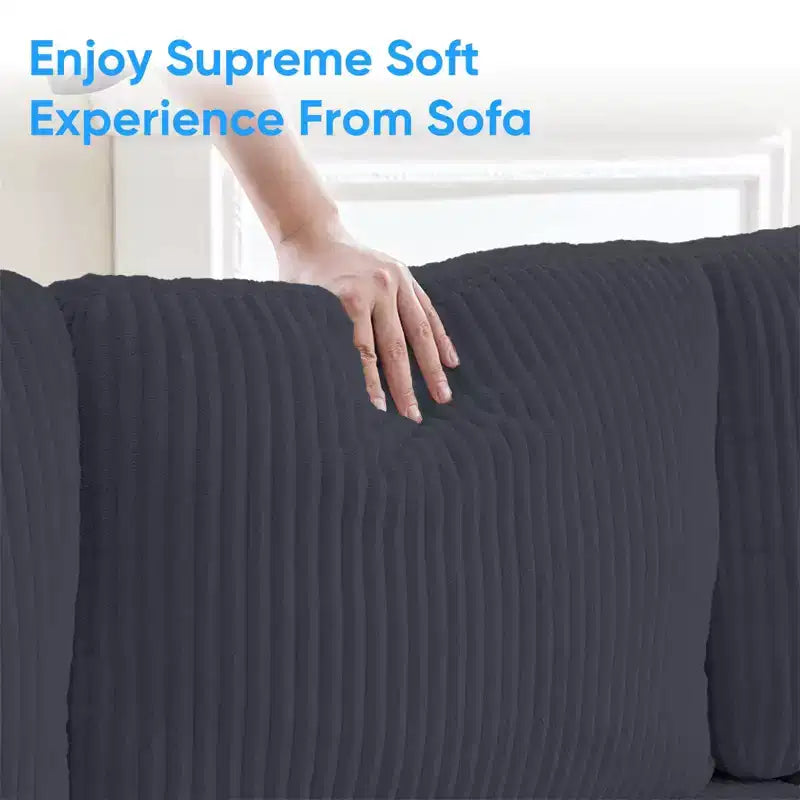 Mjkone 110 U-Shaped Sectional Sofa Couches with Double Chaises and Sleepable Armrests,Corduroy Upholstered 4-Seater Sofa