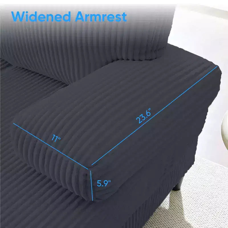 Mjkone 110 U-Shaped Sectional Sofa Couches with Double Chaises and Sleepable Armrests,Corduroy Upholstered 4-Seater Sofa