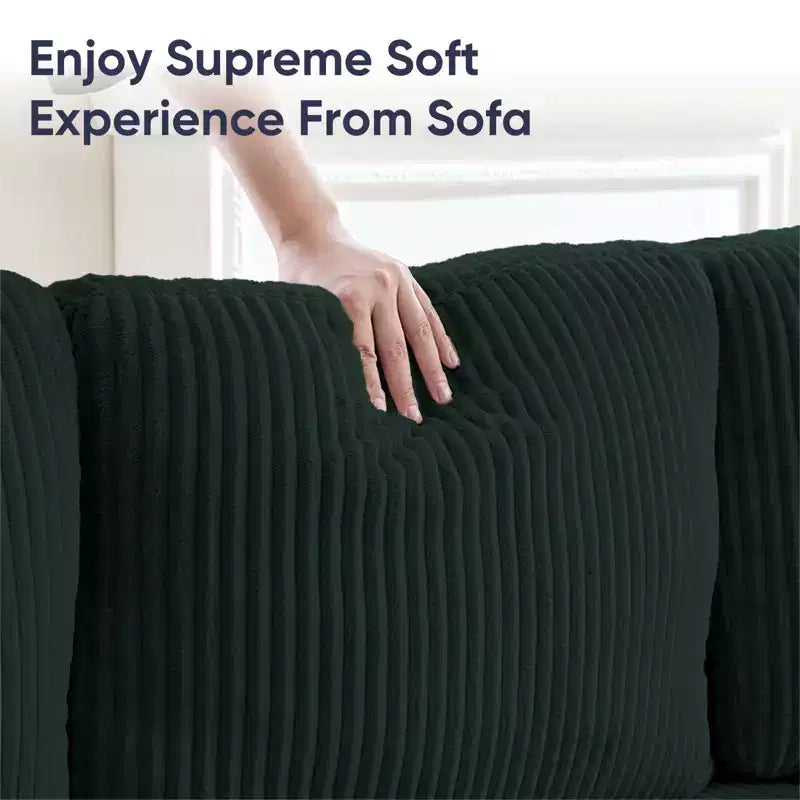 Mjkone 110 U-Shaped Sectional Sofa Couches with Double Chaises and Sleepable Armrests,Corduroy Upholstered 4-Seater Sofa