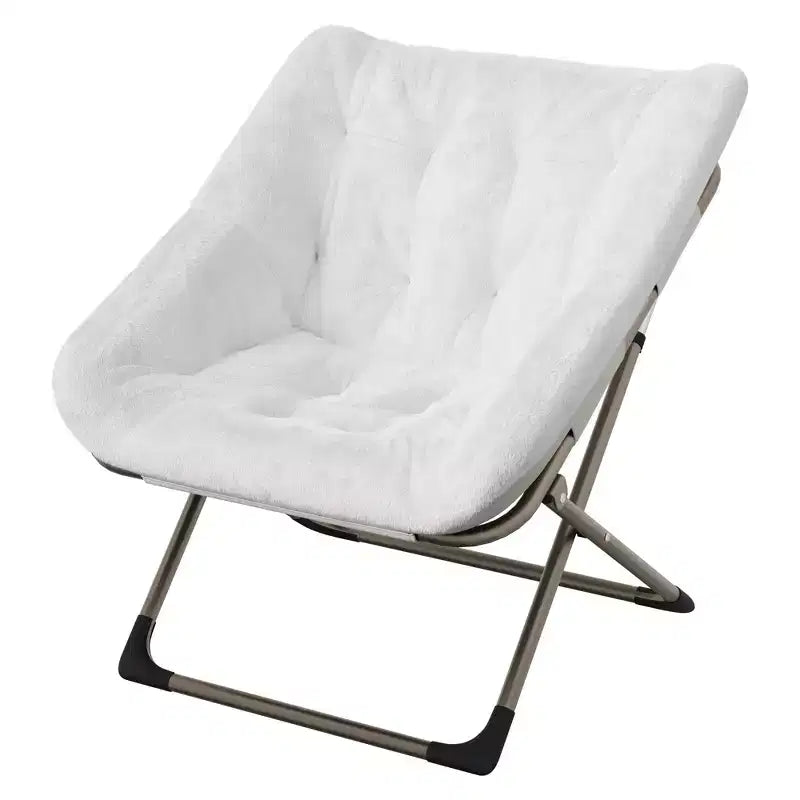 Sillas platillo plegables para adultos, capacidad de 300 lb, cómodas sillas tipo puf de piel sintética con estructura de metal, no requiere montaje para dormitorios, apartamentos