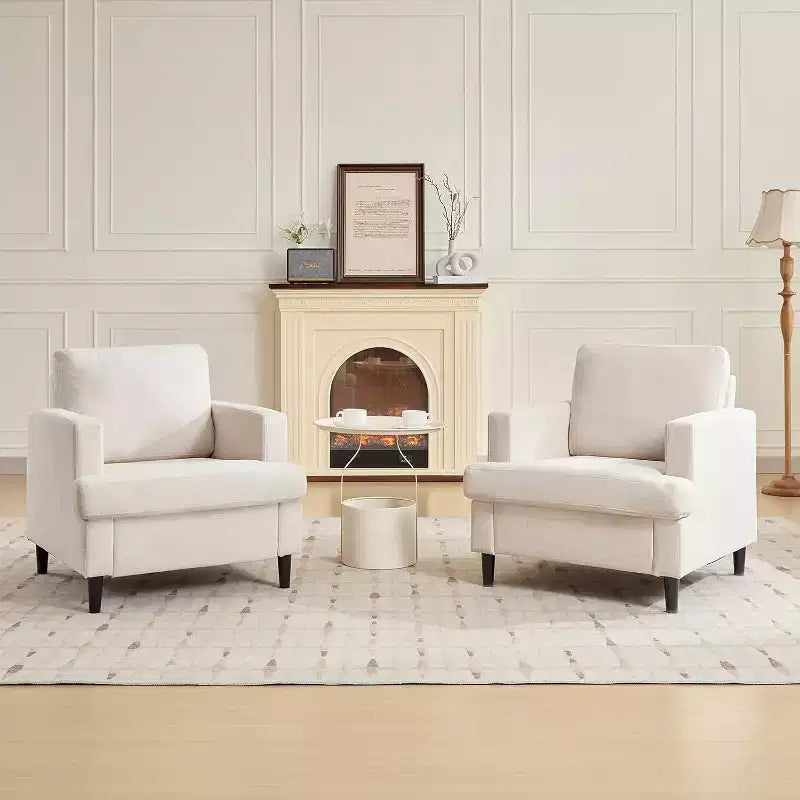 Accent Chair, Linen Living Room Chair, Mid Century Modern Armchair, Comfy Reading Chair, Upholstered Sofa Chair Lounge Chair for Living Room, Bedroom