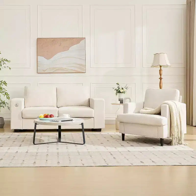 Accent Chair, Linen Living Room Chair, Mid Century Modern Armchair, Comfy Reading Chair, Upholstered Sofa Chair Lounge Chair for Living Room, Bedroom