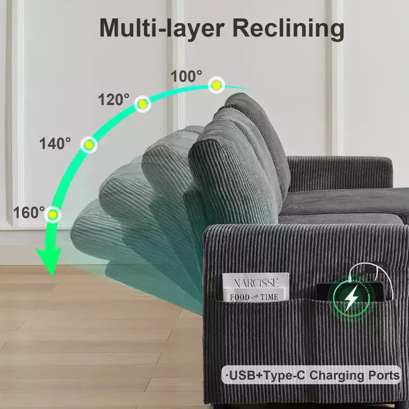 Dyonery L-Shaped Couch Sectional Sleeper Sofa with Reclining Backrest 81 Sleeper Sofa with Pull Out Bed,Reversible Storage Sofa,Tool-Free Assembly