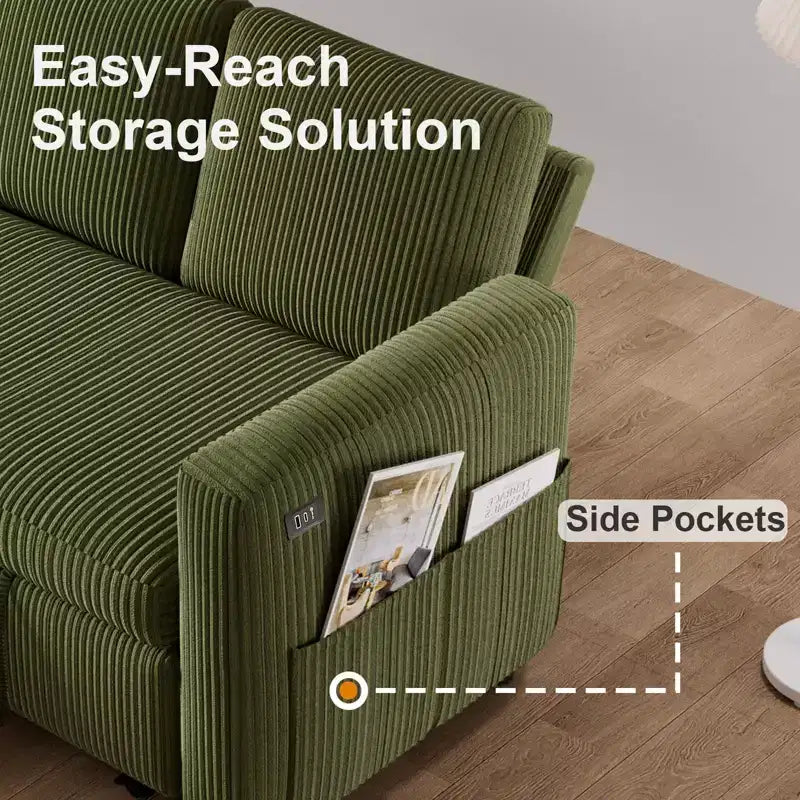 Dyonery L-Shaped Couch Sectional Sleeper Sofa with Reclining Backrest 81 Sleeper Sofa with Pull Out Bed,Reversible Storage Sofa,Tool-Free Assembly