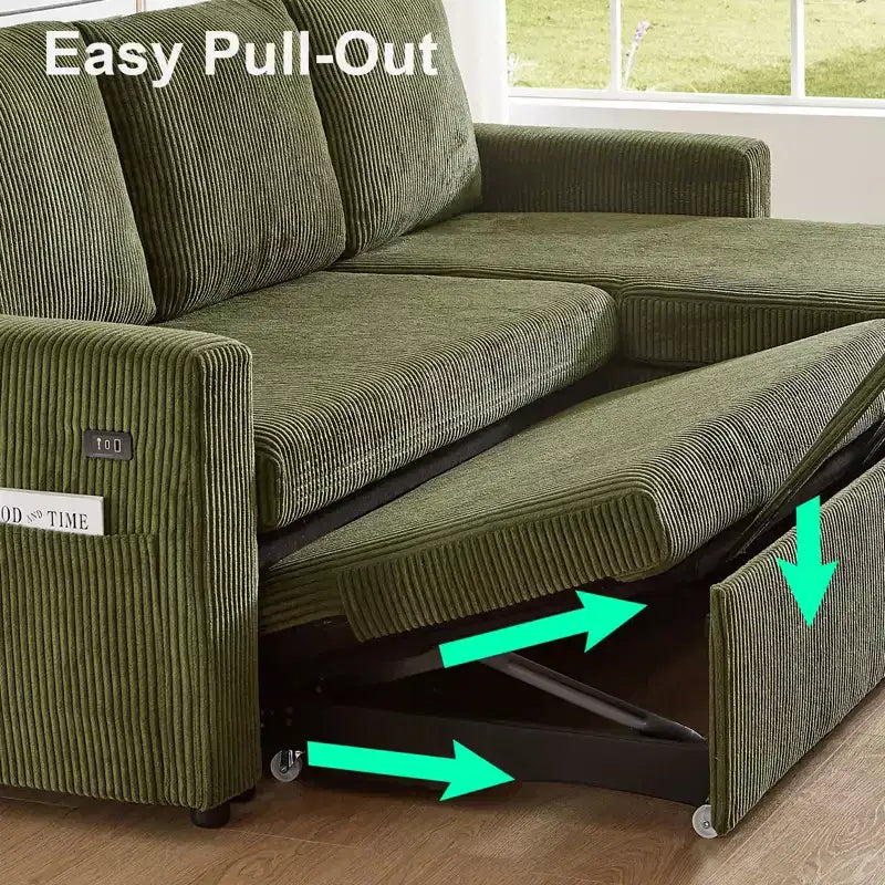 Dyonery L-Shaped Couch Sectional Sleeper Sofa with Reclining Backrest 81 Sleeper Sofa with Pull Out Bed,Reversible Storage Sofa,Tool-Free Assembly