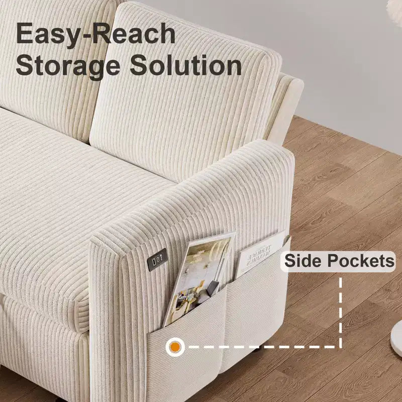 Dyonery L-Shaped Couch Sectional Sleeper Sofa with Reclining Backrest 81 Sleeper Sofa with Pull Out Bed,Reversible Storage Sofa,Tool-Free Assembly