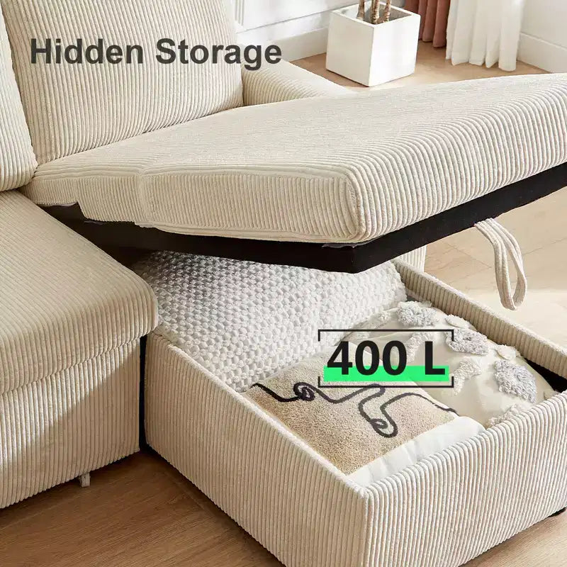 Dyonery L-Shaped Couch Sectional Sleeper Sofa with Reclining Backrest 81 Sleeper Sofa with Pull Out Bed,Reversible Storage Sofa,Tool-Free Assembly