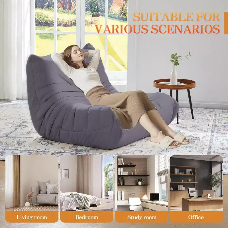EROMMY Bean Bag Chair Togo Sofa, 28D Memory Foam, Easy Cleaning and Portable, Premium Faux Leather, Lightweight Floor Couch for Living Room, Bedroom